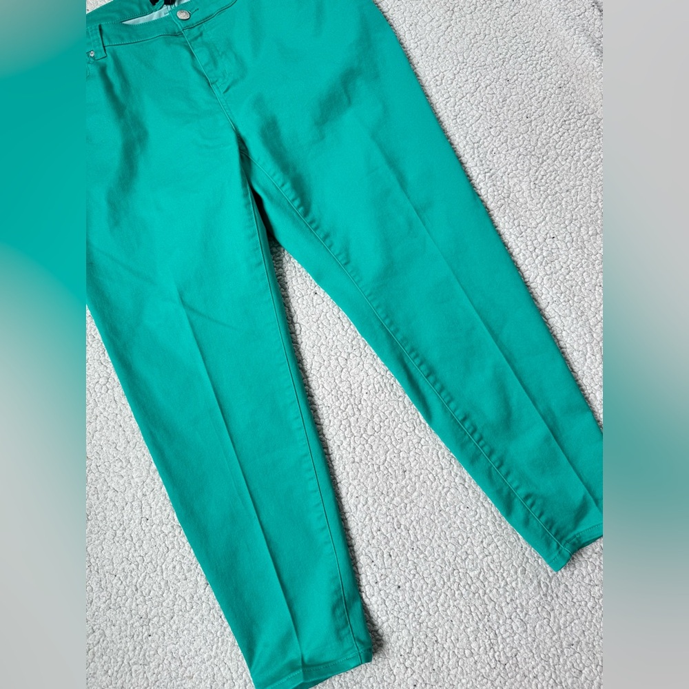 Talbots size 22w Vibrant Teal Green Stretchy Jeans - Picture 2 of 7
